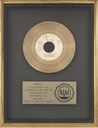 OLIVIA NEWTON-JOHN "YOU'RE THE ONE THAT I WANT" RIAA RECORD AWARD