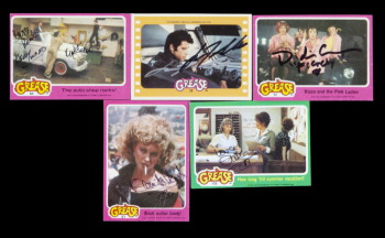 OLIVIA NEWTON-JOHN CAST-SIGNED GREASE VINTAGE COLLECTOR'S CARDS