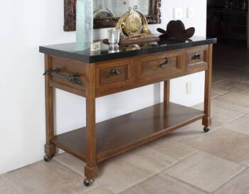 BLACK GRANITE TOPPED BUFFET TABLE