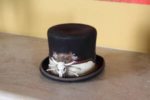 LARRY HAGMAN OWNED SKULL DECORATED TOP HAT