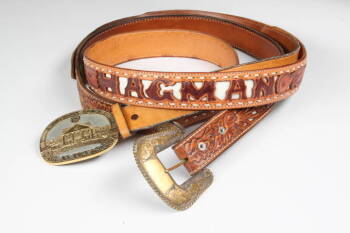 LARRY HAGMAN TOOLED LEATHER BELT