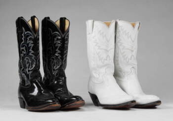 TWO PAIR OF LARRY HAGMAN JUSTIN COWBOY BOOTS