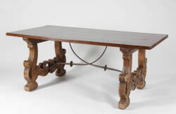 BAROQUE STYLE TABLE WITH IRON SUPPORT BARS