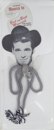 JAMES GARNER: "MAVERICK" 1959 TIE-IN "AUTHENTIC" BRET MAVERICK BOLO TIE IN ORIGINAL PACKAGING