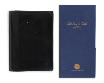 JAMES GARNER: GUCCI WALLET WITH 1960 SIGNED UNEMPLOYMENT CLAIMANT HANDBOOK AND CARD