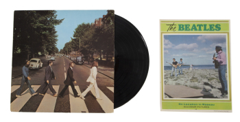 JAMES GARNER: THE BEATLES 1965 "ON LOCATION IN NASSAU" SOUVENIR PICTURES PROGRAM AND "ABBEY ROAD" RECORD ALBUM