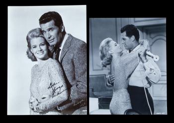 JAMES GARNER: "THE ART OF LOVE" ANGIE DICKINSON SIGNED PHOTO AND ADDITIONAL PHOTOS