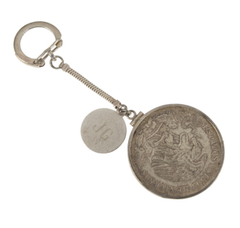 JAMES GARNER: 1968 OLYMPIC COIN KEYCHAIN WITH PERSONALIZED FOB