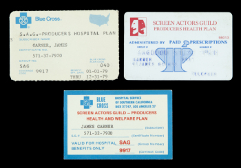 JAMES GARNER: SCREEN ACTORS GUILD HEALTH INSURANCE CARDS