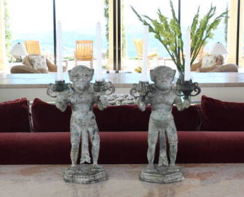 PAIR OF METAL MONKEY CANDLE HOLDERS