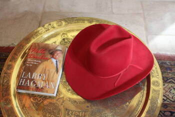 LARRY HAGMAN WORN RED COWBOY HAT