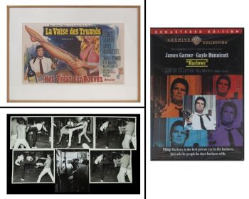 JAMES GARNER: "MARLOWE" FRAMED BELGIAN POSTER AND BRUCE LEE AND RITA MORENO PHOTO ARCHIVE (WITH DVD)