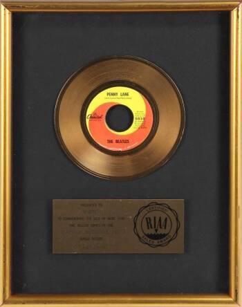 THE BEATLES "GOLD" RECORD AWARD