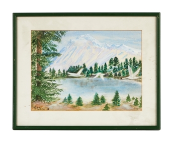 BETTY WHITE: TESS WHITE MOUNTAIN LAKE LANDSCAPE WATERCOLOR PAINTING