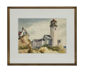 BETTY WHITE: ERNEST ROST LIGHTHOUSE WATERCOLOR PAINTING