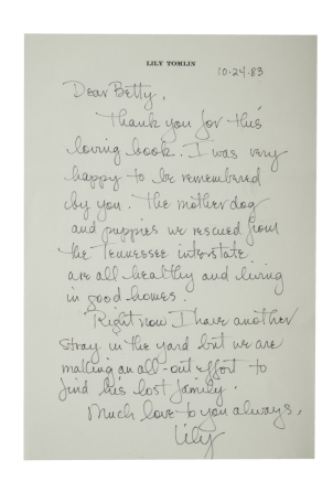 BETTY WHITE: LILY TOMLIN NOTE