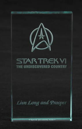 "STAR TREK VI: THE UNDISCOVERED COUNTRY" LUCITE PLAQUE