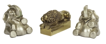 BETTY WHITE: METAL LION AND ELEPHANT BOOKENDS