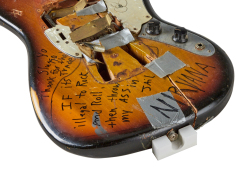 NIRVANA: 1989 KURT COBAIN STAGE-PLAYED AND SMASHED "THROW MY ASS IN JAIL" FENDER MUSTANG ELECTRIC GUITAR (WITH PHOTOS) - 6