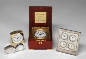 GROUP OF FOUR TABLE CLOCKS INCLUDING TWO BY TIFFANY & CO.