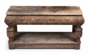 OAK CHIP CARVED TWO TIER STAND