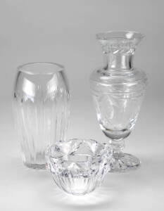 BACCARAT GLASS VASE AND TWO OTHER ITEMS