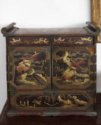 ANTIQUE ASIAN LACQUER CABINET AND JEWELRY BOX - 2