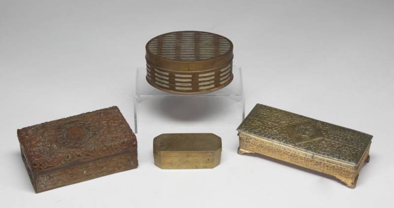 GROUP OF FOUR BRONZE BOXES