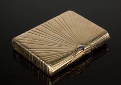 FABERGE 14K YELLOW GOLD AND SAPPHIRE CIGARETTE CASE