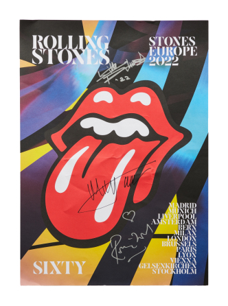 ROLLING STONES: BAND MEMBER SIGNED 2022 "SIXTY" 60TH ANNIVERSARY EUROPEAN TOUR POSTER