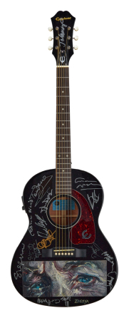 BOB DYLAN MUSICARES 2015 PERSON OF THE YEAR TRIBUTE CONCERT: MULTI-ARTIST SIGNED PAINTED EPIPHONE ACOUSTIC GUITAR