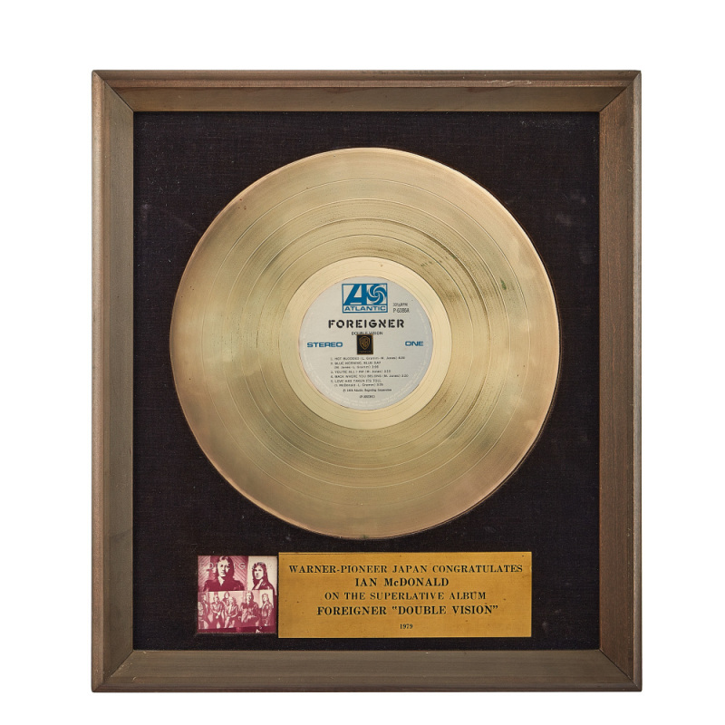 IAN MCDONALD - FOREIGNER: "DOUBLE VISION" JAPANESE RECORD AWARD