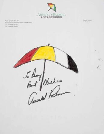 ARNOLD PALMER ORIGINAL DRAWING AND AUTOGRAPH