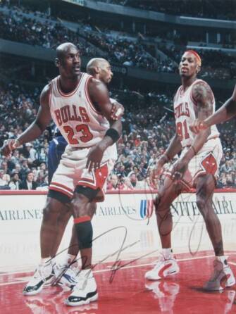 MICHAEL JORDAN AND DENNIS RODMAN SIGNED PHOTOGRAPH