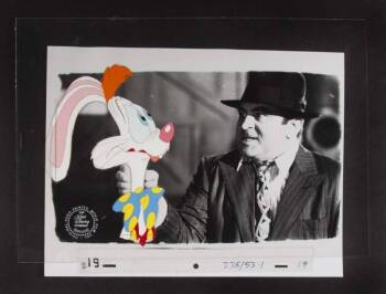 ROGER RABBIT ORIGINAL PRODUCTION CEL WITH BACKGROUND