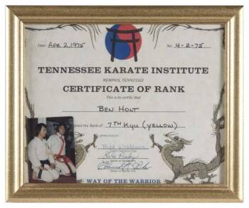 ELVIS PRESLEY ISSUED KARATE CERTIFICATE OF RANK