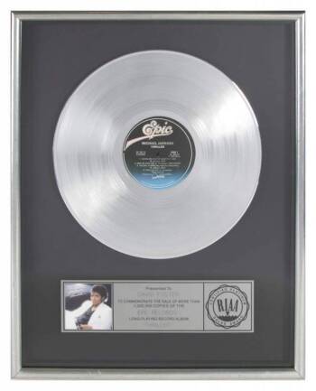 MICHAEL JACKSON "PLATINUM" RECORD AWARD