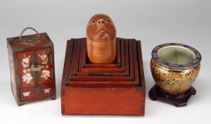 GROUP OF ASIAN DECORATIVE ITEMS INCLUDING A CLOISONNE VASE