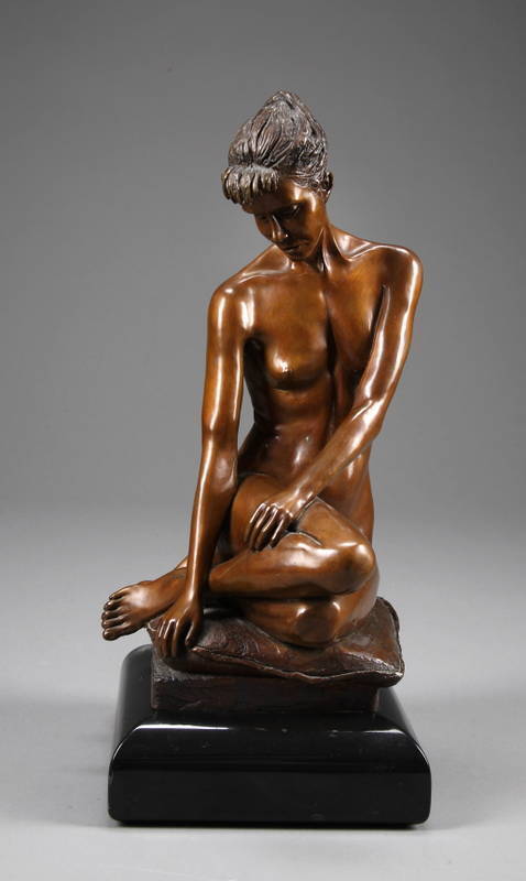 A LAURENCE RIFKIN BRONZE FIGURAL STATUE