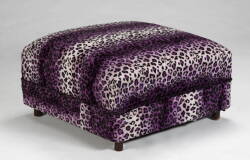 A CUSTOM PURPLE LEOPARD UPHOLSTERED SOFA AND CHAISE LOUNGE WITH OTTOMAN - 2