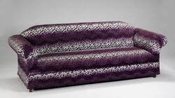 A CUSTOM PURPLE LEOPARD UPHOLSTERED SOFA AND CHAISE LOUNGE WITH OTTOMAN - 3