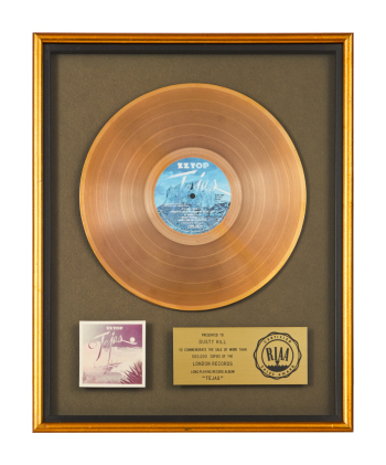 ZZ TOP | DUSTY HILL TEJAS RIAA RECORD AWARD