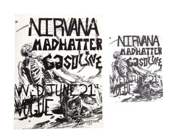NIRVANA | 1989 "NIRVANA / MAD HATTER / GASOLINE" CONCERT FLYERS