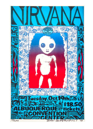 NIRVANA | 1993 ARTIST-SIGNED ALBUQUERQUE CONVENTION CENTER LIMITED EDITION CONCERT MINI-POSTER