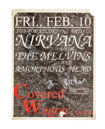 NIRVANA | MELVINS-SIGNED 1989 COVERED WAGON SALOON CONCERT FLYER