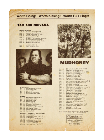NIRVANA | 1989 "TAD AND NIRVANA" EUROPEAN TOUR FLYER (A)