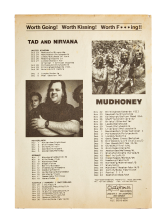 NIRVANA | 1989 "TAD AND NIRVANA" EUROPEAN TOUR FLYER (B)