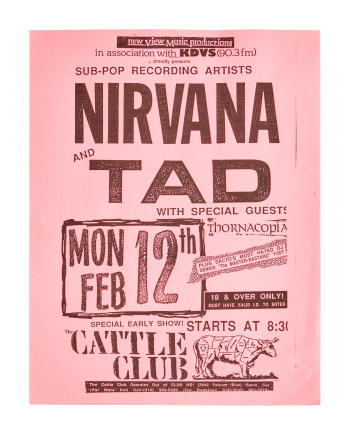 NIRVANA | 1990 "NIRVANA AND TAD" THE CATTLE CLUB CONCERT FLYERS