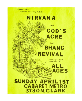 NIRVANA | 1990 "NIRVANA / GOD'S ACRE / BHANG REVIVAL" CONCERT FLYER (B)