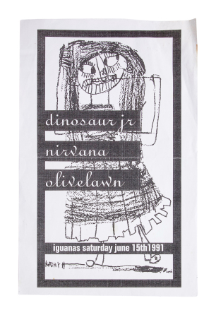 NIRVANA | 1991 "DINOSAUR JR. / NIRVANA / OLIVELAWN" CONCERT MINI-POSTER AND FLYER